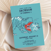 おもしろいTレックス恐竜子供の誕生日パーティー 招待状