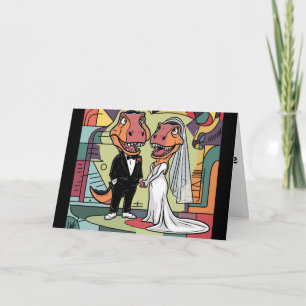 おもしろいTレックス新郎新婦の結婚芸術 カード