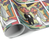 おもしろいTレックス新郎新婦の結婚芸術 ラッピングペーパー (ロールコーナー)