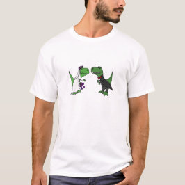 おもしろいTレックス新郎新婦の結婚芸術 Tシャツ
