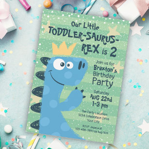 おもしろいT-Rex恐竜をテーマにした幼児男子の誕生日 招待状