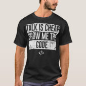 「おもしろいTalk is Ceap Show Me The Code Programmer GI」 Tシャツ (正面)