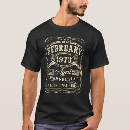 おもしろいTee Legendsは1973生まれ年2月48日 Tシャツ (正面)