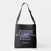 "おもしろいthe Universe"名前をカスタムするバッグ クロスボディバッグ (裏面)
