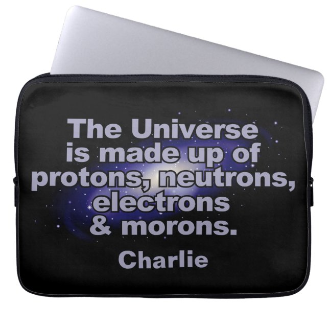 "おもしろいthe Universe"名前をカスタムするラップトップスリーブ ラップトップスリーブ (正面)