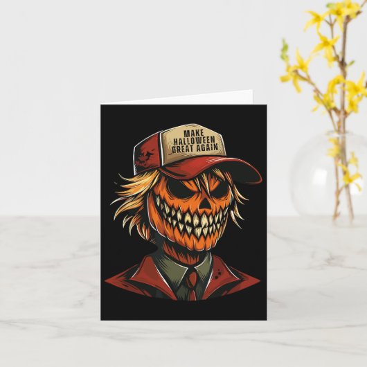 おもしろいTrumpkin Pumpkin Skeleton Make Halloween Gre カード (黄色い花)