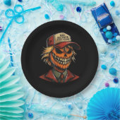 おもしろいTrumpkin Pumpkin Skeleton Make Halloween Gre ペーパープレート (パーティー)