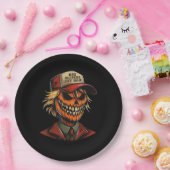 おもしろいTrumpkin Pumpkin Skeleton Make Halloween Gre ペーパープレート (パーティー)