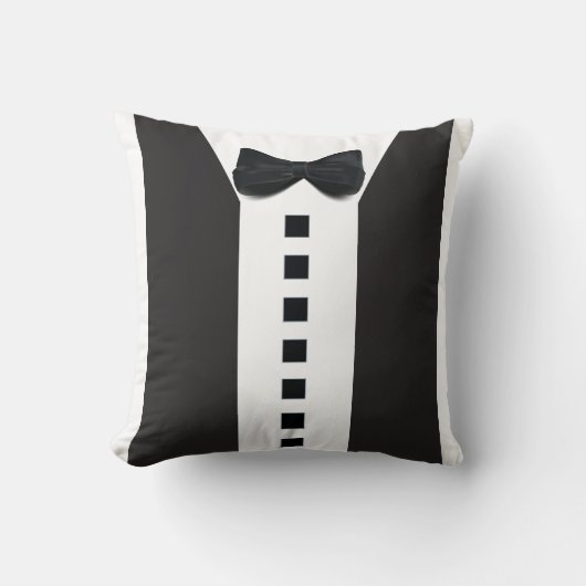 おもしろいTuxedo 🎩かわいいミニマルなエレガンス クッション (正面)
