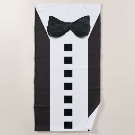 おもしろいTuxedo 🎩かわいいミニマルなエレガンス ビーチタオル