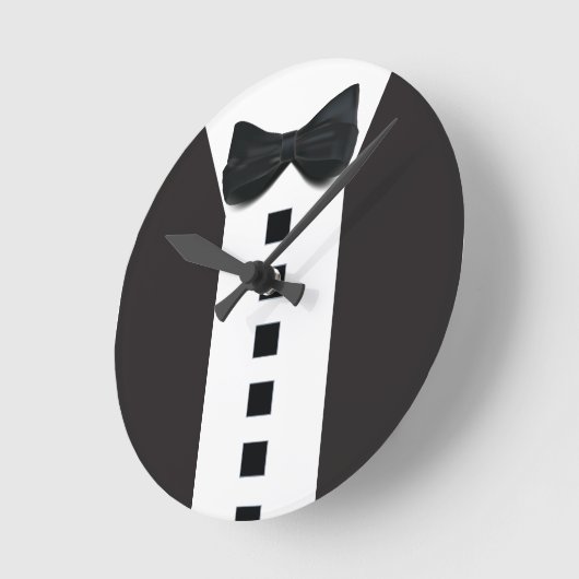 おもしろいTuxedo 🎩ブラックタイフォーマルプ ラウンド壁時計 (傾斜)