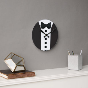 おもしろいTuxedo 🎩ブラックタイフォーマルプ ラウンド壁時計