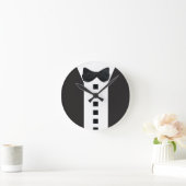おもしろいTuxedo 🎩ブラックタイフォーマルプ ラウンド壁時計 (ホーム)