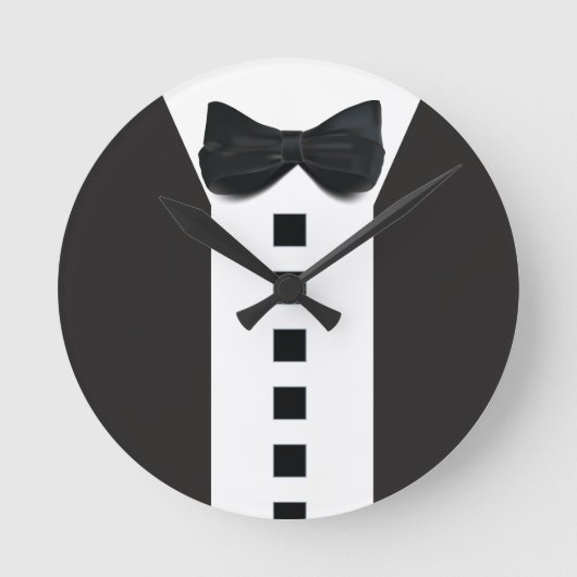おもしろいTuxedo 🎩ブラックタイフォーマルプ ラウンド壁時計 (正面)