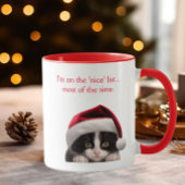 おもしろいTuxedo Cat Santa Hat Niceリストパーソナライズされた マグカップ