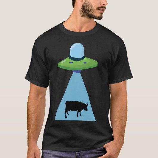 おもしろいUfo牛の誘拐 Tシャツ (正面)
