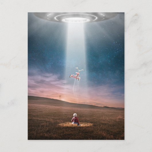 おもしろいUFO誘拐三輪車 ポストカード (正面)