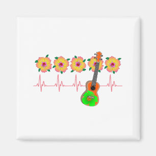 おもしろいUkulele MusicのハートビートEKGライン マグネット