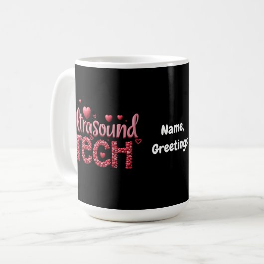 おもしろいUltrasound Tech Valentine's Dayアイディア コーヒーマグカップ (正面左)