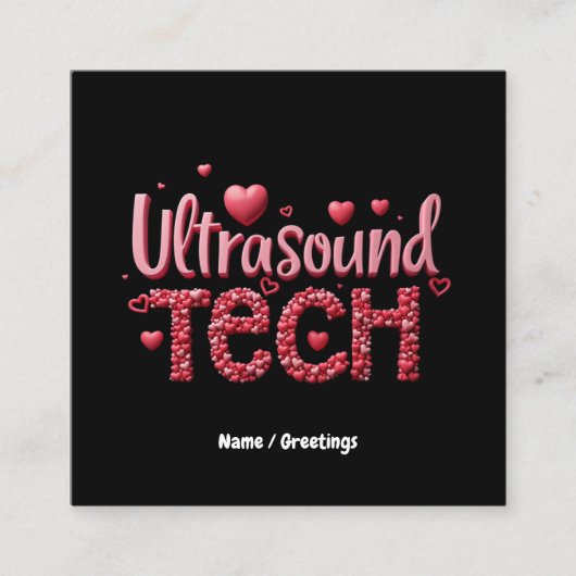 おもしろいUltrasound Tech Valentine's Dayアイディア スクエア名刺 (正面)