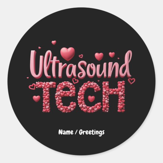 おもしろいUltrasound Tech Valentine's Dayアイディア ラウンドシール (正面)
