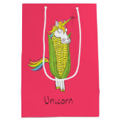 おもしろいUnicornかわいい子ども漫画 ミディアムペーパーバッグ (裏面)