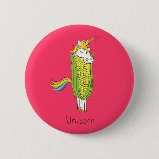おもしろいUnicornかわいい子ども漫画 缶バッジ (正面)