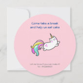おもしろいunicorn cat誕生日パーティー 招待状 (裏面)