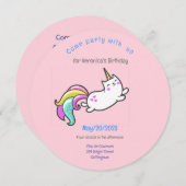 おもしろいunicorn cat誕生日パーティー 招待状 (正面/裏面)