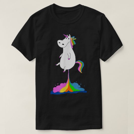 おもしろいUnicorn Farting Rainbow - Magic Fart Unico Tシャツ (デザイン正面)