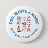 おもしろいUSAグースレッドホワイトと7月4日 缶バッジ (正面)