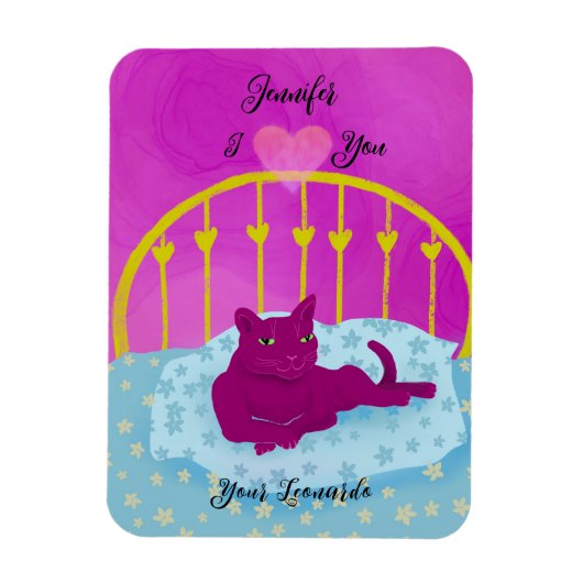 おもしろいValentine IパーソナライズされたハートFrom Cat マグネット (縦)