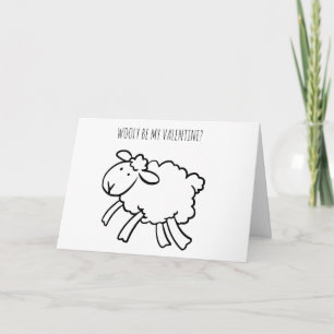 おもしろいValentine Sheep Wooly be my Valentine card シーズンカード