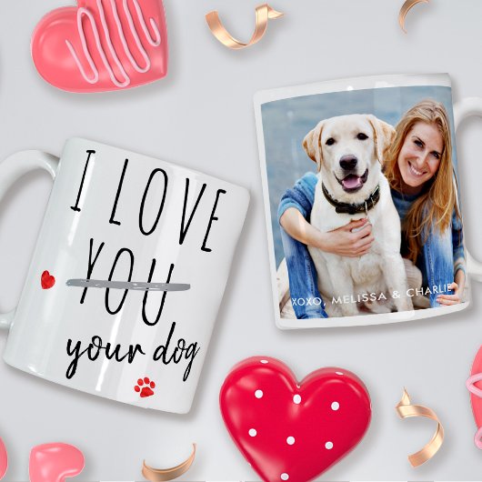 おもしろいValentines Day I Love Your Dog カスタムPhoto コーヒーマグカップ