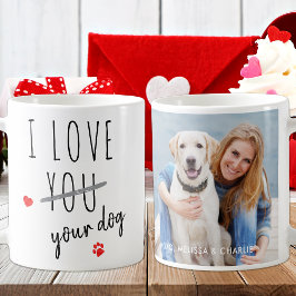 おもしろいValentines Day I Love Your Dog カスタムPhoto コーヒーマグカップ