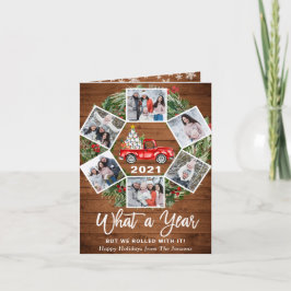 おもしろいWhat a Year Christmas Red Truck 6写真 シーズンカード