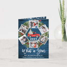 おもしろいWhat a Year Christmas Red Truck 6写真 シーズンカード