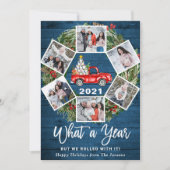 おもしろいWhat a Year Christmas Red Truck 6写真 シーズンカード (正面)