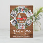 おもしろいWhat a Year Christmas Red Truck 6写真 シーズンカード (スタンド正面)