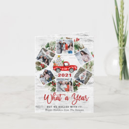 おもしろいWhat a Year Christmas Red Truck 6写真 シーズンカード