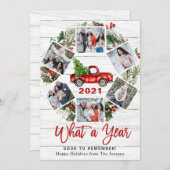 おもしろいWhat a Year Christmas Red Truck 6写真 シーズンカード (正面/裏面)