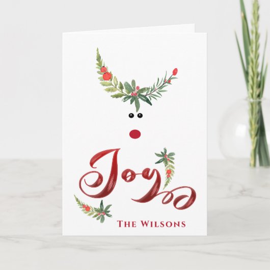 おもしろいWhimsy hollly reindeer joy non photoday シーズンカード (正面)