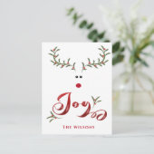 おもしろいWhimsy hollly reindeer joy non photoday シーズンポストカード (スタンド正面)