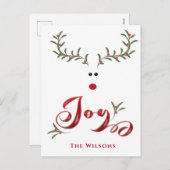 おもしろいWhimsy hollly reindeer joy non photoday シーズンポストカード (正面/裏面)
