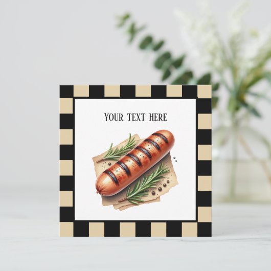 おもしろいwienerローストホットドッグパーティーカスタマイズ可能 招待状 (スタンド正面)