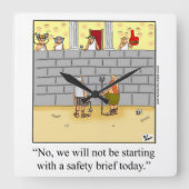 「おもしろいWork Safety」ユーモアの壁時計 スクエア壁時計 (正面)