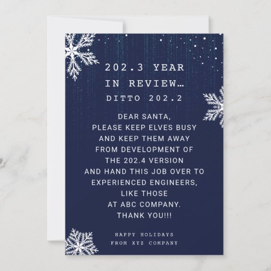 おもしろいYear in Review Engineer Business Christmas シーズンカード (正面)