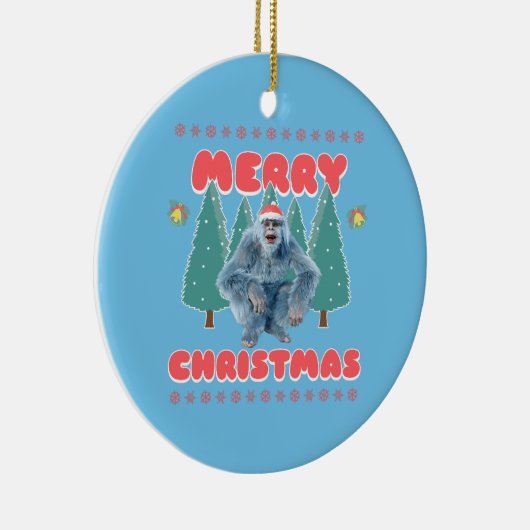 おもしろいYeti – メリークリスマス セラミックオーナメント (右)