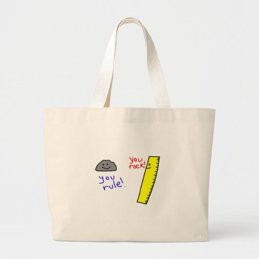 「おもしろいYou Rock, You Rule」製品 ラージトートバッグ (正面)