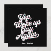 "おもしろいYup目覚めたゲイ再び"プライド月デザイン 招待状 (正面/裏面)